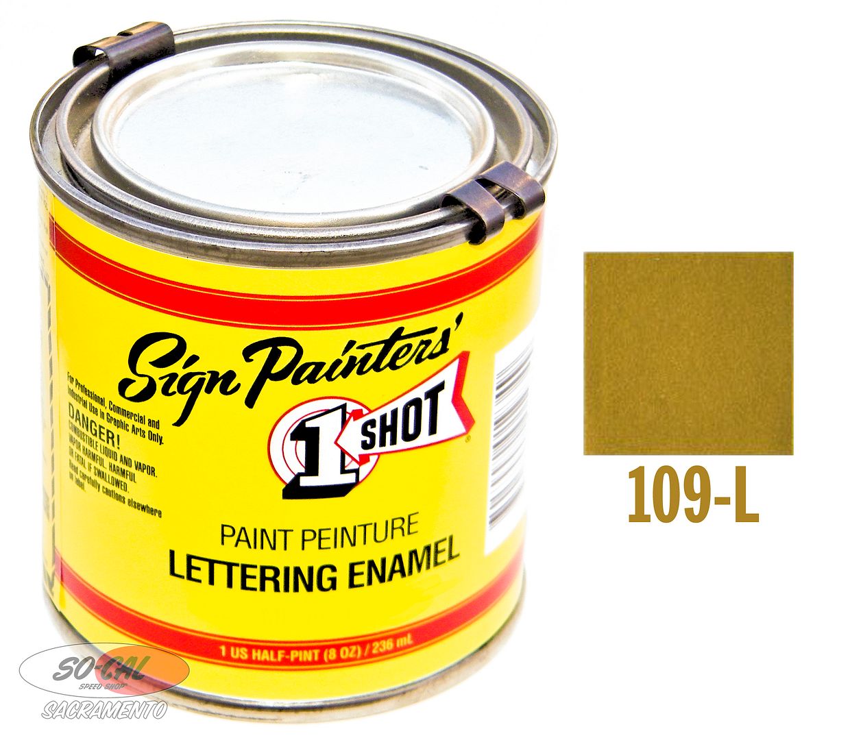 1 SHOT PAINT METALLIC GOLD LETTERING ENAMEL 1/4 PINT HOT ROD RAT CUSTOM